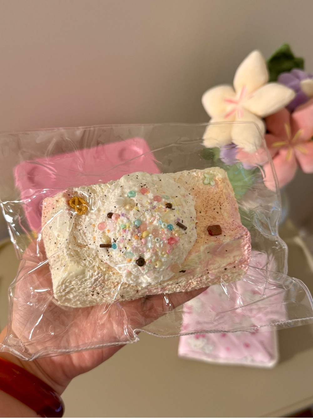 Pastel Pink Sprinkle Sticky Squishy Toy